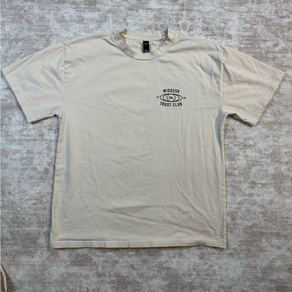 Middesk Trust Club T‎ Shirt Large Cream Heavy Cotton Graphic USA Cities - Picture 3 of 6